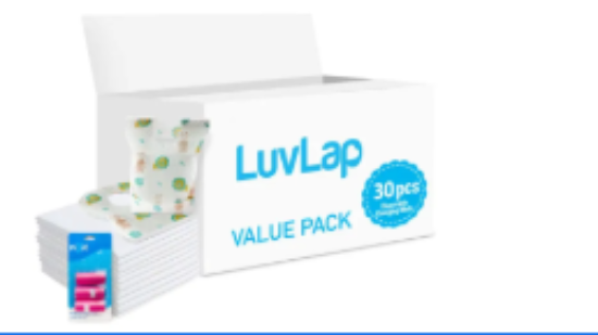 صورة Luvlap - Changing Mats 30 + Pixie - Bib 30 + Pack Of 1 Refill Pink 60 Nappy Bags
