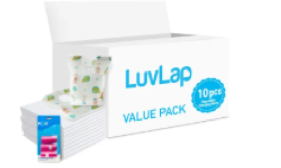 صورة Luvlap - Changing Mats 10 + Pixie - Bib 10 + Pack Of 1 Refill Pink 60 Nappy Bags