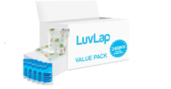 صورة Luvlap - Changing Mats 240 + Pixie - Bib 240 + Pack Of 5 Refill Blue 300 Nappy Bags