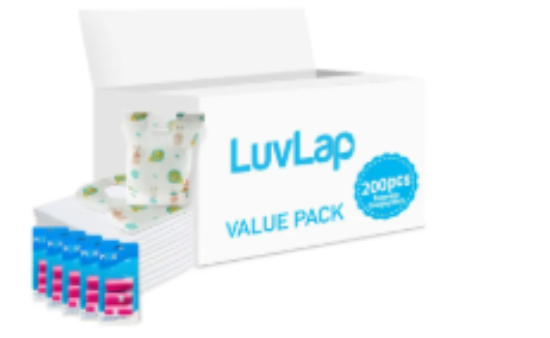 صورة Luvlap - Changing Mats 200 + Pixie - Bib 200 + Pack Of 5 Refill Pink 300 Nappy Bags
