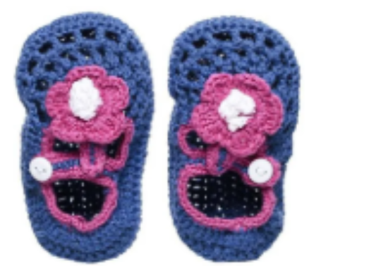 صورة Smurfs - Baby Crochet Shoes - Blue & Pink - 0-3 M
