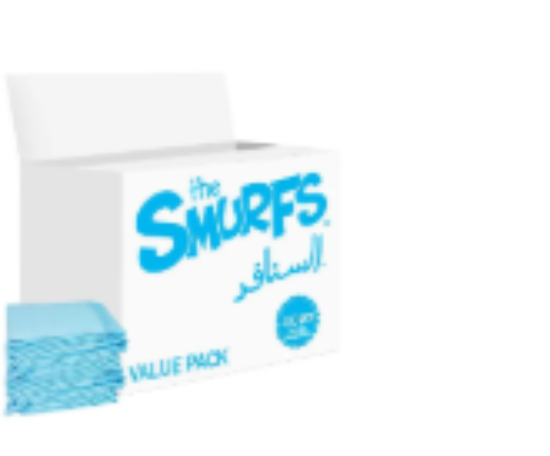 صورة Smurfs Disposable Changing Mats, Non-Woven, Absorbent Material, Waterproof Backing, 0 Month+, Pack of 40 - White & Blue