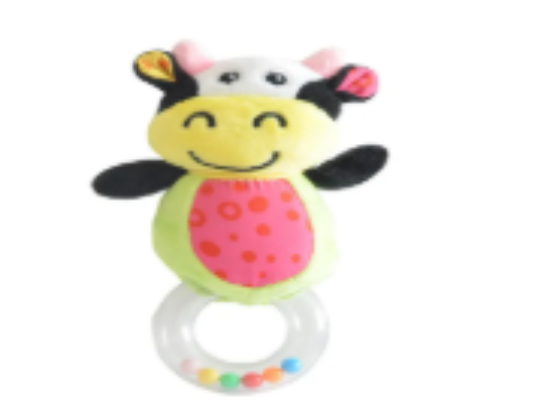 صورة Pixie Cow Rattle Toy for Babies 0M+, Colorful Textured Shapes & Sounds Developmental Toy