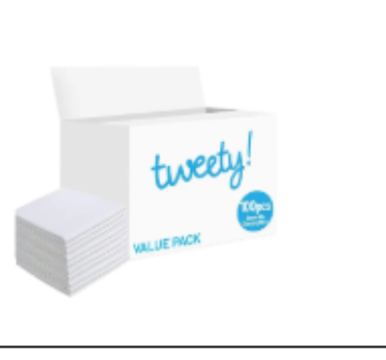 صورة Tweety Disposable Changing Mats, Non-Woven, Absorbent Material, Locks In Moisture, 0 Month+, Pack of 100 - White