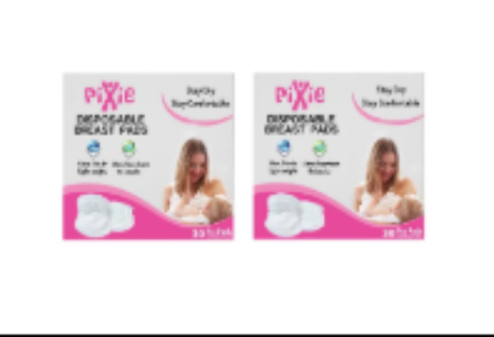 صورة Pixie Disposable Breast Pads, Dual Adhesive, Ultra-Thin & Super Absorbent, Honeycomb Surface, Leak Guards, 60ct Pack of 2