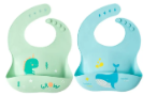 صورة Pixie Waterproof Silicone Bibs Pack of 2 Whale & Dinosaur - Multicolour