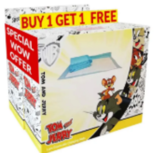 صورة Warner Bros Tom & Jerry Leak-Proof Disposable Changing Mats 0-3yrs - Triple Layer Comfort 12pcs + Buy 1 Get 1 Free Offer