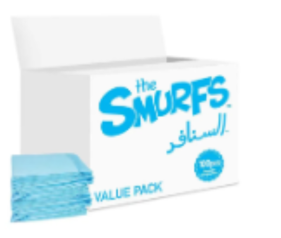 صورة Smurfs Disposable Changing Mats. Protection Against Leaks,  Waterproof Bottom Layer, Hygienic, Pack of 100 - Blue