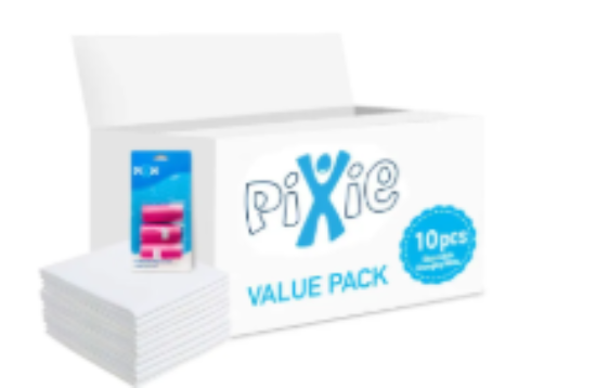صورة Pixie Combo Pack - Disposable Changing Mats & Pink Dispenser Nappy Bags, Refill Rolls, Antibacterial, 0M+