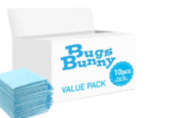 صورة Bugs Bunny Disposable Changing Mats, Quick-Dry Absorbent Protection, Waterproof Backing, Fast Permeability, 0 Month+, Blue - 10 Pieces