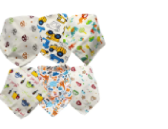 صورة Pixie Baby Bandana Bibs 3M+, Pack of 6, 100% Cotton, Adjustable, Absorbent - Trendy Monochrome & Multicolour Patterns
