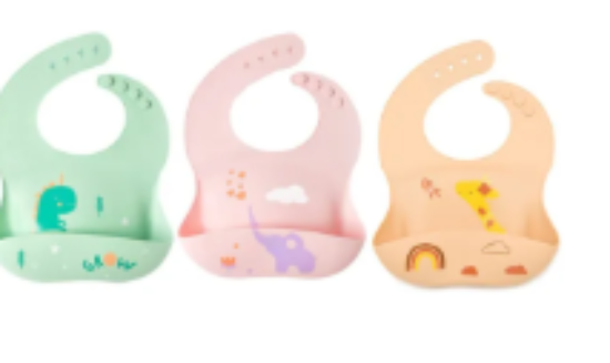 صورة Pixie Waterproof Silicone Bibs Dino, Elephant & Giraffe Pack of 3 - Multicolour