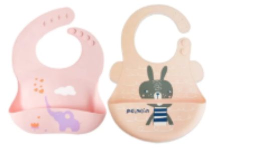 صورة Pixie Waterproof Silicone Bibs Pack of 2 Elephant & Bunny - Multicolour