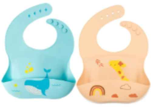 صورة Pixie Waterproof Silicone Bibs Pack of 2 Whale & Giraffe - Multicolour