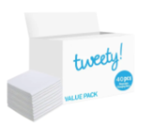 صورة Tweety Disposable Changing Mats, Non-Woven, Absorbent Material, Waterproof Bottom Layer, 0 Month+, Pack of 40 - White