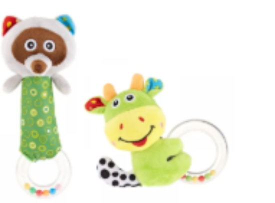 صورة Pixie Baby Rattles Combo, Racoon & Cattle, Sensory Development, Multicolour, 0+ Months