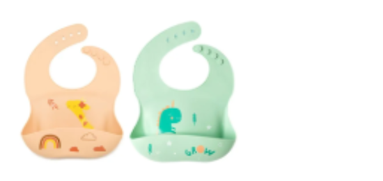 صورة Pixie Waterproof Silicone Bibs Pack of 2 Giraffe & Dinosaur - Multicolour
