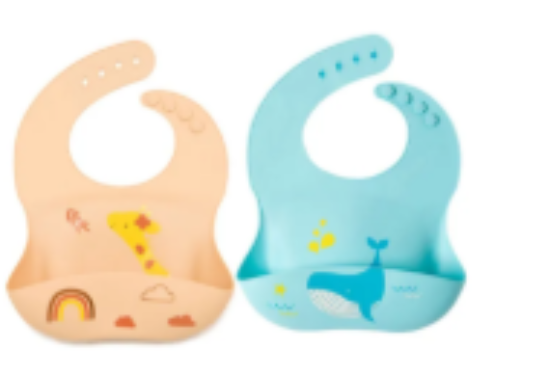 صورة Pixie Waterproof Silicone Bibs Pack of 2 Giraffe & Whale - Multicolour