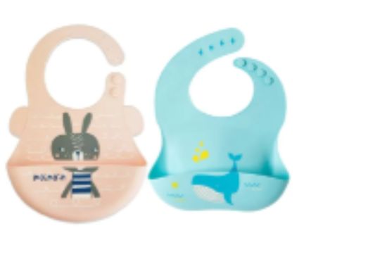صورة Pixie Waterproof Silicone Bibs Pack of 2 Bunny & Whale - Multicolour
