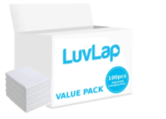 صورة Luvlap Disposable Changing Mats, Sanitary Surface, Non-Woven, Highly Absorbent Material, 0 Month+, Pack of 100 - White