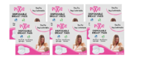صورة Pixie Disposable Breast Pads 180ct - Ultra-Thin Honeycomb Surface, 3D Side Leak Guards, Day & Night Use