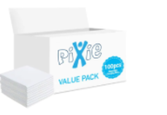 صورة Pixie Disposable Changing Mats 100pcs - Antibacterial, Waterproof, Highly Absorbent, 0 Months+