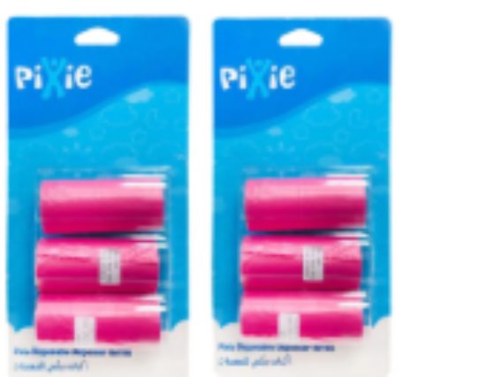 صورة Pixie Disposable Dispenser Refill Pink 3 Rolls - Buy 1 Get 1 Free, Portable Diaper Trash Bag System for Babies 0-3 Years