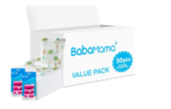 صورة Babamama Combo of Changing Mat+ Bib + Pink Dispenser Refill Rolls Nappy Bags - Value Pack of 3