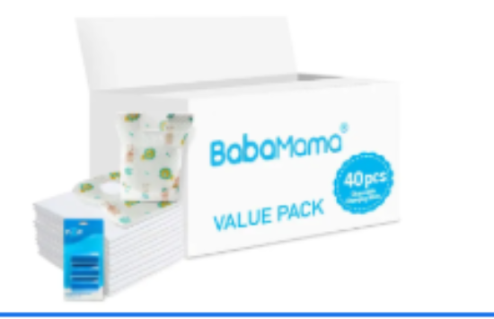 صورة Babamama Combo of Changing Mat+ Bib + Blue Dispenser Refill Rolls Nappy Bags - Value Pack of 3