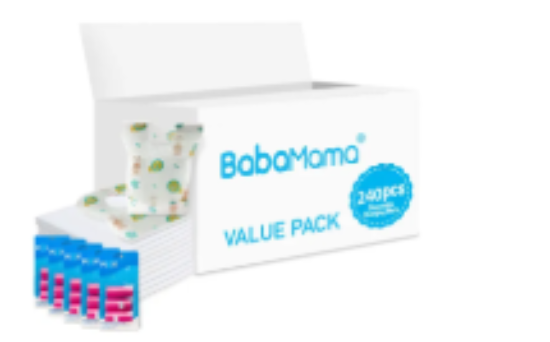 صورة Babamama Combo of Changing Mat+ Bib + Pink Dispenser Refill Rolls Nappy Bags - Value Pack of 3