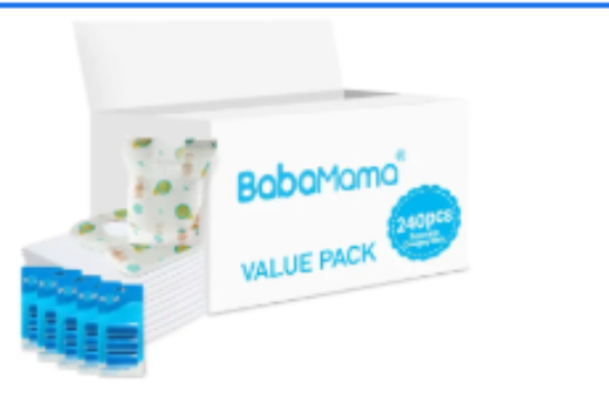 صورة Babamama Combo of Changing Mat+ Bib + Blue Dispenser Refill Rolls Nappy Bags - Value Pack of 3