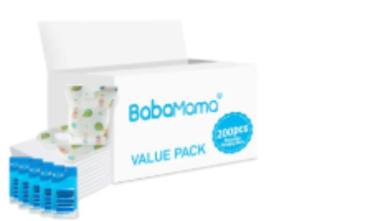 صورة Babamama Combo of Changing Mat+ Bib + Blue Dispenser Refill Rolls Nappy Bags - Value Pack of 3