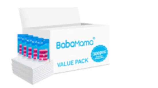 صورة Babamama Changing Mat & Pink Dispenser Refill Rolls Combo, Antibacterial Nappy Bags Value Pack (300 Mats, 0M+)