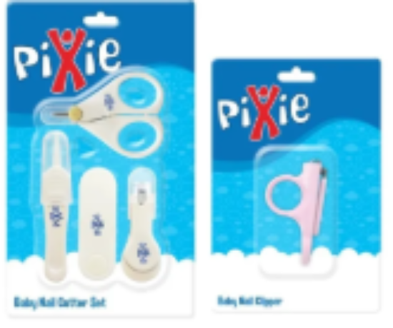 صورة Pixie Baby Nail Cutter Set + Nail Clipper - Safe & Comfortable for Infants, Rounded Tips, Stainless Steel, Pink, 12M+