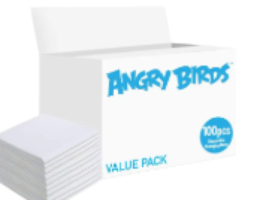 صورة Angry Birds Disposable Changing Mats, Non-Woven, Absorbent Material, Waterproof Backing, 0 Month+, Pack of 100 - White