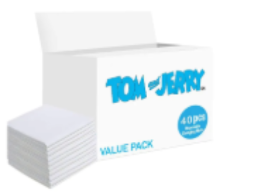 صورة Tom and Jerry Disposable Changing Mats, Non-Woven Top, Leak Protection, Waterproof Backing, 0 Month+, Pack of 40 - White