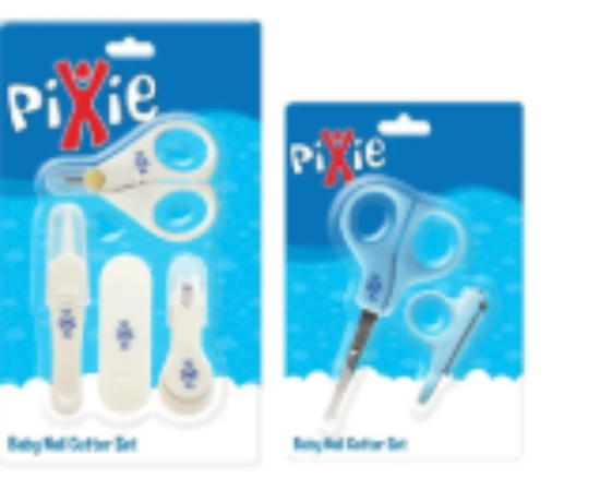 صورة Pixie Baby Nail Care Set - Cutter & Scissors with Safety Rounded Tips, Stainless Steel, 2+ Years, Blue