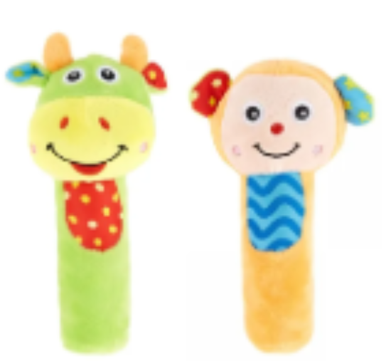 صورة Pixie Baby Cattle Rattle Toy & Monkey Rattle Toy - Multicolour