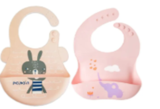 صورة Pixie Waterproof Silicone Bibs Pack of 2 Bunny & Elephant - Multicolour