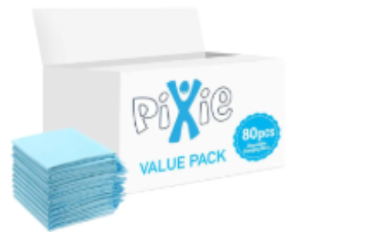 صورة Pixie Disposable Changing Mats, Quick-Dry Absorbent Protection, Waterproof Backing, Fast Permeability, 0 Month+, Blue - 80 Pieces