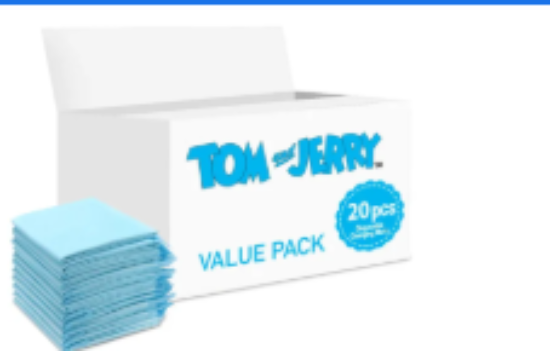 صورة Tom and Jerry Disposable Changing Mats, Quick-Dry Absorbent Protection, Waterproof Backing, Fast Permeability, 0 Month+, Blue - 20 Pieces