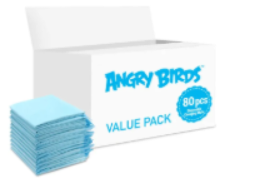 صورة Angry Birds Disposable Changing Mats, Quick-Dry Absorbent Protection, Waterproof Backing, Fast Permeability, 0 Month+, Blue - 80 Pieces