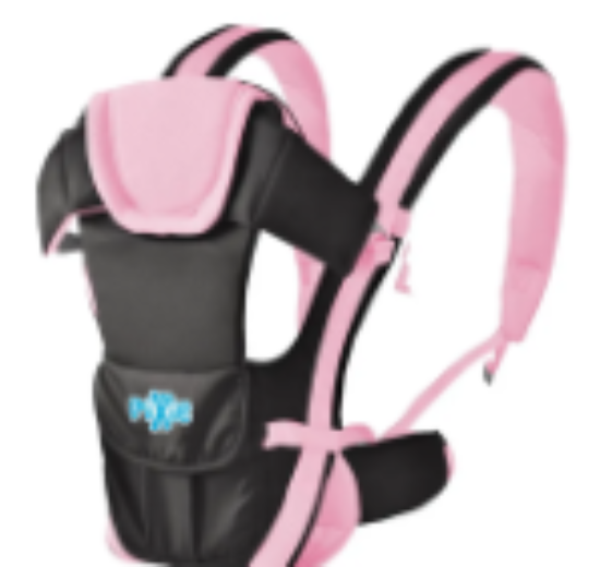 صورة Pixie Comfortable Pink & Black Baby Carrier for 3+ Months - Ergonomic Design with Head & Back Support, Breathable Mesh
