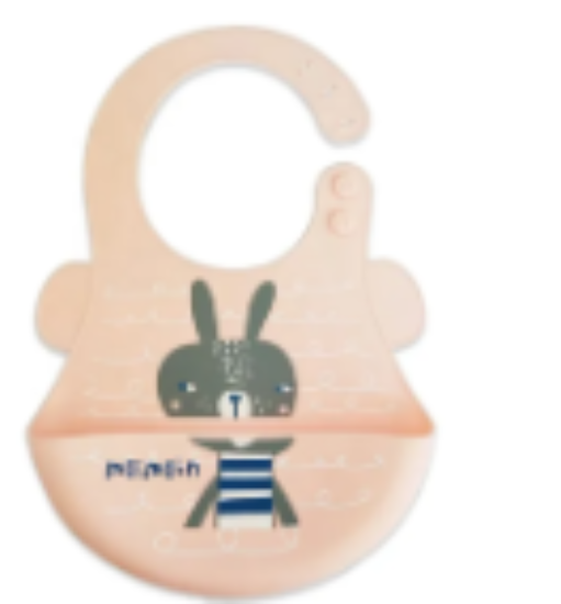 صورة Pixie Waterproof Silicone Bib Bunny - Peach
