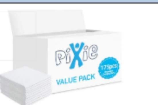 صورة Pixie Disposable Changing Mats 175-Pack - Antibacterial, Waterproof, Highly Absorbent, 0M+