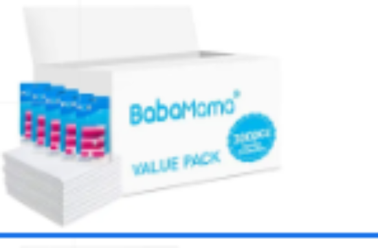 صورة Babamama Changing Mat & Pink Dispenser Refill Rolls Combo, Antibacterial Nappy Bags Value Pack (300 Mats, 0M+)