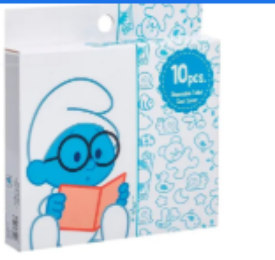 صورة Smurfs Disposable Children's Toilet Seat Covers - 10 Pack, Waterproof & Hygienic Barrier, Easy to Carry, 0M+ 14x16.5x5cm