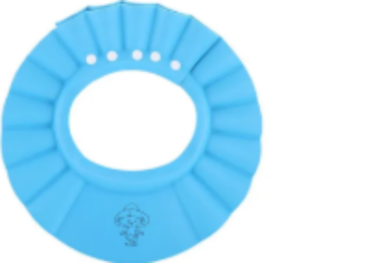 صورة Pixie Adjustable Baby Shower Cap with Button Closure, Soft & Safe Material, Blue, 2+ Years, Water & Shampoo Eye Protection