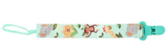 صورة Pixie Jungle Print Pacifier Holder for Babies 0+ Months, Ergonomic with Secure Fastening Clip and Sliding Clasp