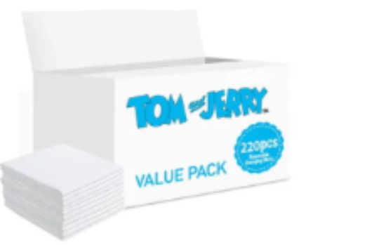 صورة Tom and Jerry Antibacterial Disposable Changing Mats 220ct, Waterproof & Non-Leak for Babies, 0M+